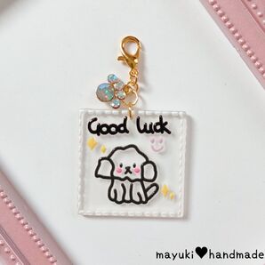 ◆ハンドメイド◆キラリン肉球×ワンコ×アクリル マスクチャーム♪