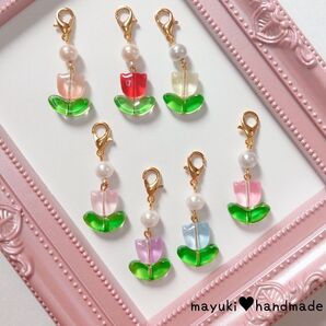 ◆ハンドメイド◆春が待ち遠しい7色のチューリップ マスクチャームセット♪