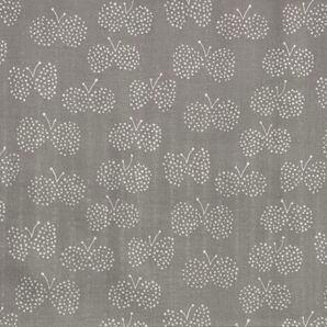 ちょうちょ柄 蝶 北欧系 グレー ダブルガーゼ 生地 布 カットクロス 50cm