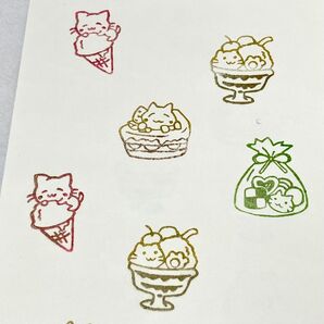 消しゴムはんこ ねこスイーツ スタンプ4種セット
