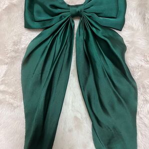 ビッグリボン バレッタ グリーン 緑 推し活 推しカラー