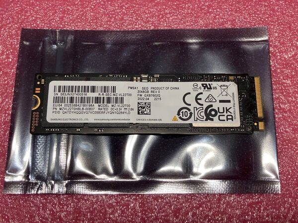 Samsung PM9A1 2TB M.2 SSD 980PRO 相当品 NVMe サムスン PCIe4.0 7000MB/s