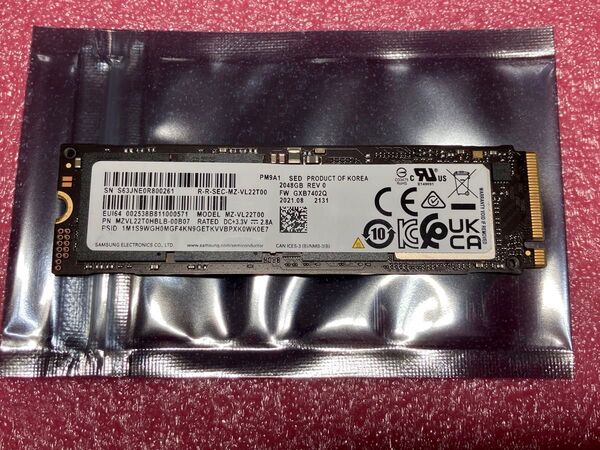 Samsung PM9A1 2TB M.2 SSD 980PRO 相当品 NVMe サムスン PCIe4.0 7000MB/s