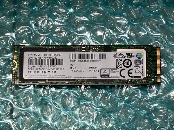 使用時間0 サムスン PM981 1TB SSD M.2 970EVO Samsung 3500MB/s 980
