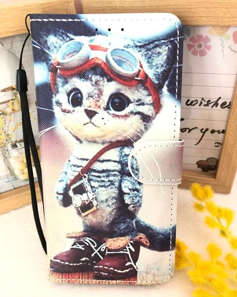 Xperia10 Ⅵ ケース SO-52E SOG14 手帳型 全面保護 かわいい 猫ちゃん ストラップ付き 収納 スタンド機能