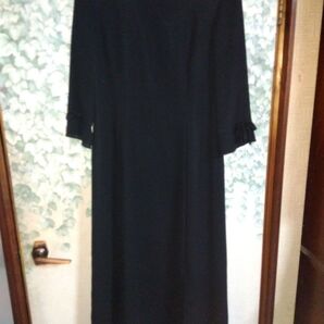 礼服☆リボン付き黒ワンピース 七分袖 9号