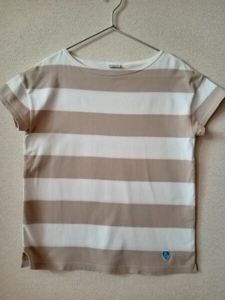 最終価格 ORCIVAL ベージュホワイトストライプ Tシャツ