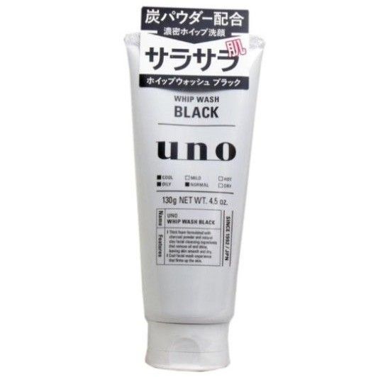uno ウーノ ホイップウォッシュ ブラック 洗顔料 130g 炭パウダー配合 濃密ホイップ洗顔