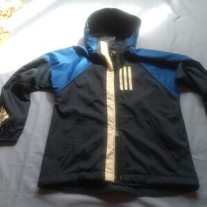 adidasアディダスジュニアジャケット 150 ネイビー 美USED品 使用少なめ ダブルZIP アウトドア スポーツ