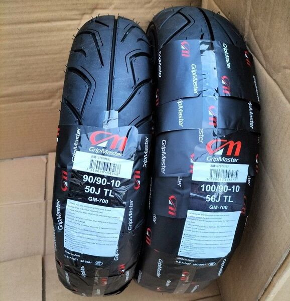 新品タイヤ 2本セット 90/90-10 100/90-10 アドレス V125 前・後タイヤセット GM700