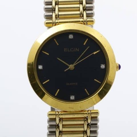 ELGIN エルジン ダイヤモンド4Pインデックス クオーツ腕時計 FK237