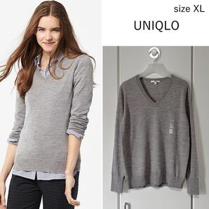 【新品】UNIQLOエクストラファインメリノリラックスフィットVネックセーター(長袖)