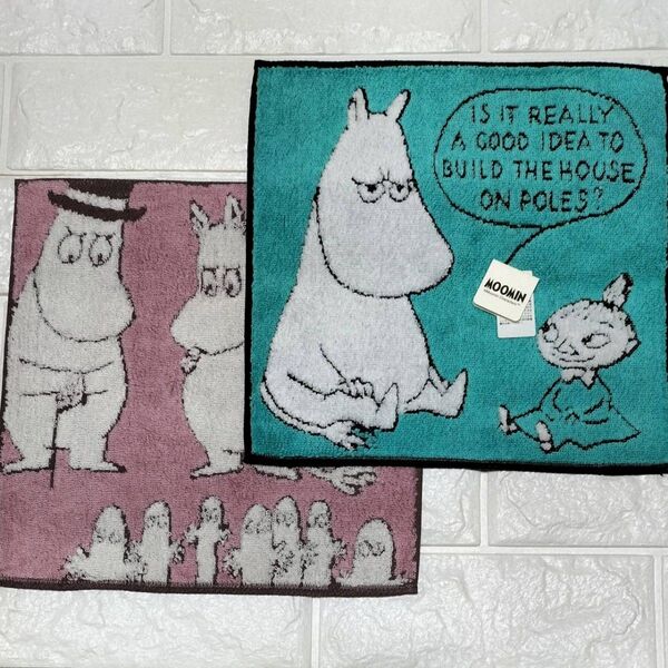 新品2枚組 タオルハンカチ ニョロニョロ リトルミー ムーミントロール パパ LillaMy MOOMIN トーベ・ヤンソン