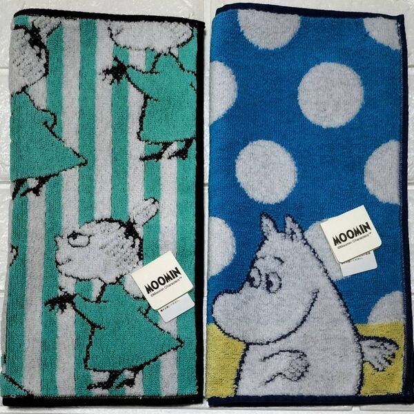 新品2枚組 タオルハンカチ ムーミントロール リトルミー LillaMy MOOMIN ボーダー みずたま トーベ・ヤンソン 北欧