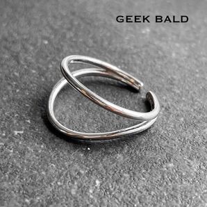 シルバーリング ダブルライン シンプルアクセサリー オープンリング