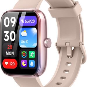 スマートウォッチ ピンク Bluetooth5.3 通話機能 LINE/X/Gmail Alexa音声 1.83インチ