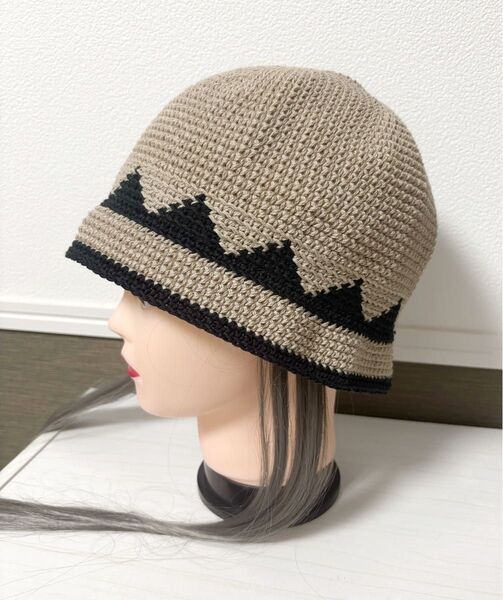 クラッシャーハット クロシェハット ギザギザ模様 コットン100