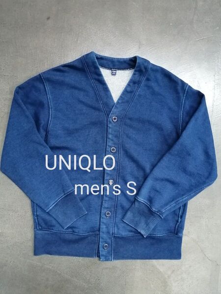 UNIQLO ユニクロ インディゴスウェットカーディガン メンズS ネイビー 裏パイル