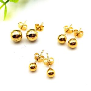 サージカルステンレス ボールスタッドピアス アレルギー対応 ゴールド