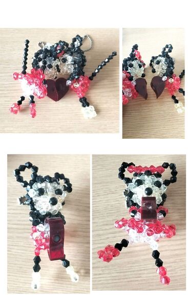 Disney 希少レア 大きめ ミッキー&ミニー クリスタルストーン ハート磁石 ボールチェーン キーホルダー 2個セット