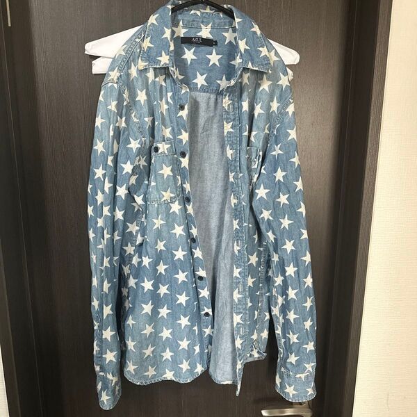 AZUL by moussy 星柄 シャツ Lサイズ 長袖 シャツ トップス