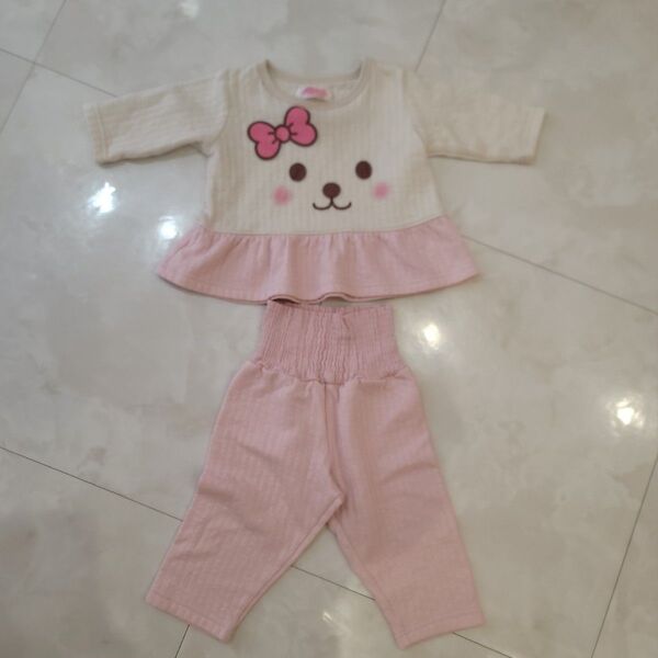 クマの顔プリント ベビーパジャマセット メルちゃん なりきり