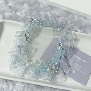 【ノエゲ/toyou】-frilly design blue- ハンドメイド トレカケース ブルーレース #月影の贈り物