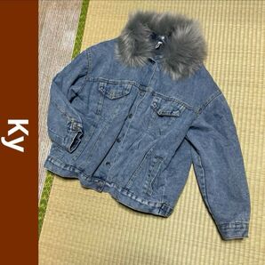 レディース フェイクファー 起毛 デニムジャケット gジャン アウター 長袖 デニムジャケット