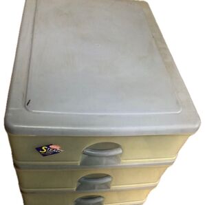 プラスチック製ケース 引出し3段 小物収納 サイズ約横25×高29×奥行34cm 引出しの深さ約7cm