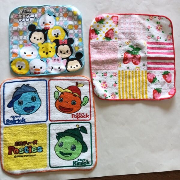 ミニタオル 3枚セット ディズニーツムツム・いちご柄 まとめ売り