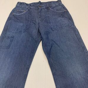 【美品】BARTACK コットンリネン リバーシブル ワークパンツ インディゴ S