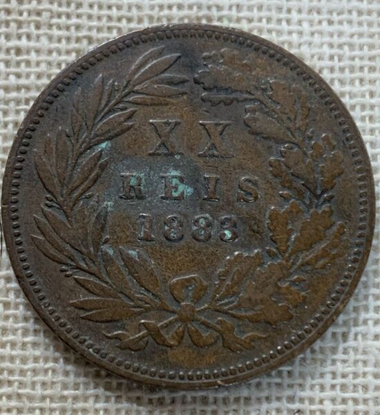 1883年 ポルトガル ルイス1世 20レイス銅貨 アンティークコイン 外国古銭