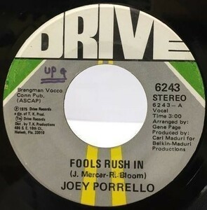 JOEY PORRELLO/FOOLS RUSH IN シングルレコード