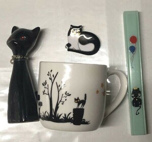 猫 グッズ 置物 マグカップ 橋入れ セット