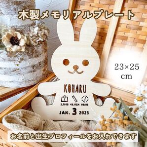 予約販売木製 メモリアルプレート 命名 赤ちゃん ベビー うさぎ 出産祝い 名入れ