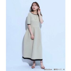 【Mサイズ】タグ付き / Mystrada ホールガーメント配色ワンピ
