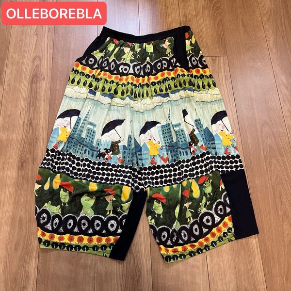【美品】OLLEBOREBLA アルベロベロ ガウチョパンツ 雨の日のぶたさん