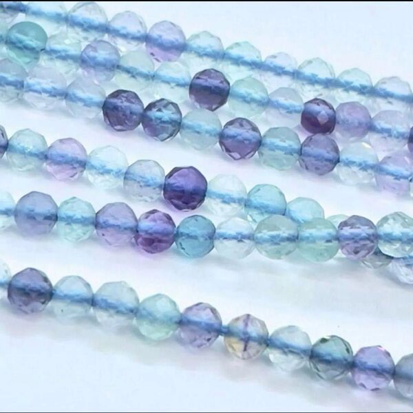 1連◇高品質ブルー系フローライト◇ラウンド3mm