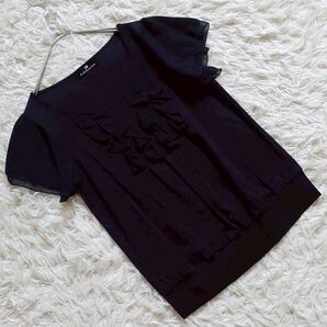 『カールパークレーン』 (M) ラウンドネックフリルカットソー シフォンスリーブ