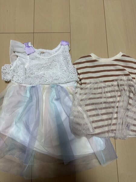 女の子 レース ワンピース トップス リボン チュール プリンセス