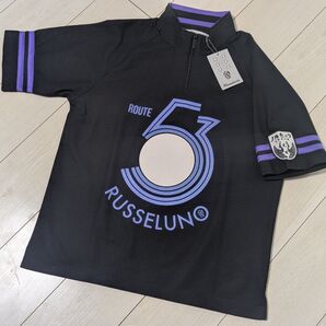RUSSELUNO ラッセルノ 春夏 ルチャ 66 Zip 半袖ポロシャツ 4 M 黒 定価26,400円 日本製 鹿の子 カノコ