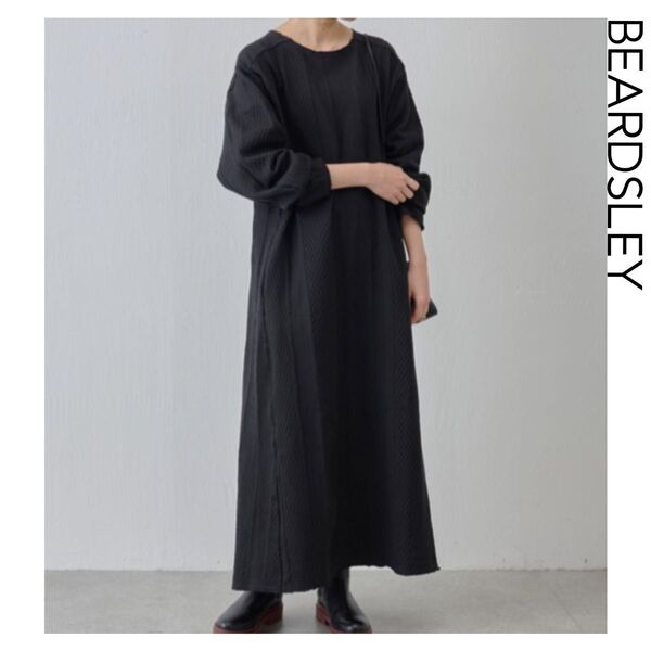 BEARDSLEY ビアズリー FRIPIER フリピエ ケーブルカットワンピース ブラック ロング 長袖 コットン 黒
