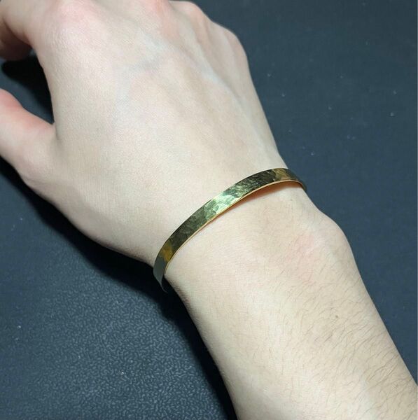 真鍮バングル Brass bangle 【槌目平】