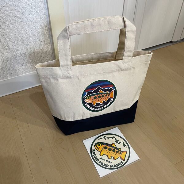 トラウトステッカー&ランチバッグセット 厚手キャンバス トートバッグ アウトドア