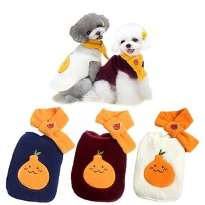犬服 ペット服 小中型犬 マフラー付きコスチューム Mサイズ 紺色