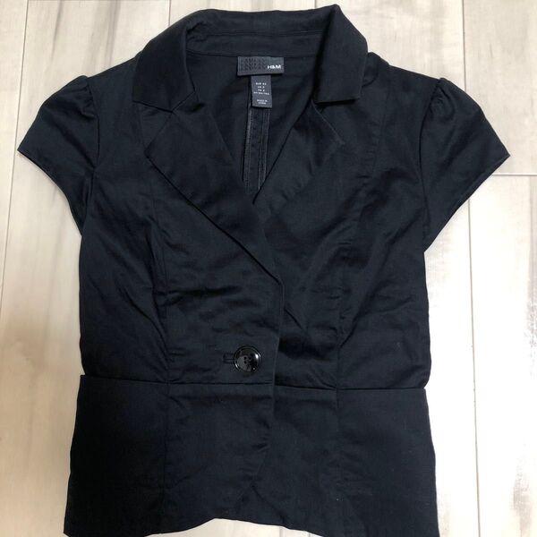 【H&M】半袖ジャケット レディース 黒 ブラック EUR32