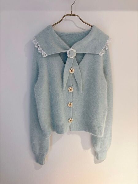 curios vintage フェザーニット セーラー カーディガン