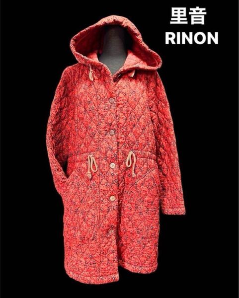 最終【里音/RINON/りのん】花柄/フード付/キルティングコート/クリーニング済/キルトコート/ ジップアップ/リバティ柄