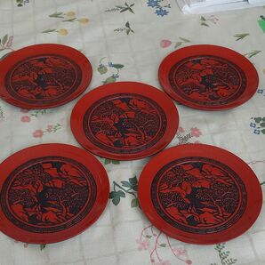 昭和レトロ 仙台堆朱 銘々皿5枚セット 伝統工芸品