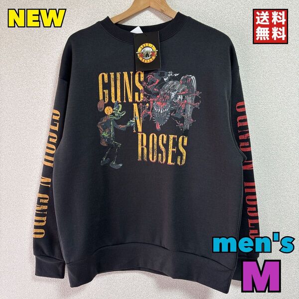 新品 Guns N' Roses ガンズアンドローゼス トレーナー 袖ロゴ M